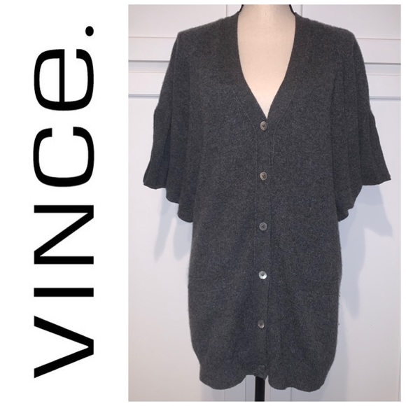 vince short sleeve cardigan